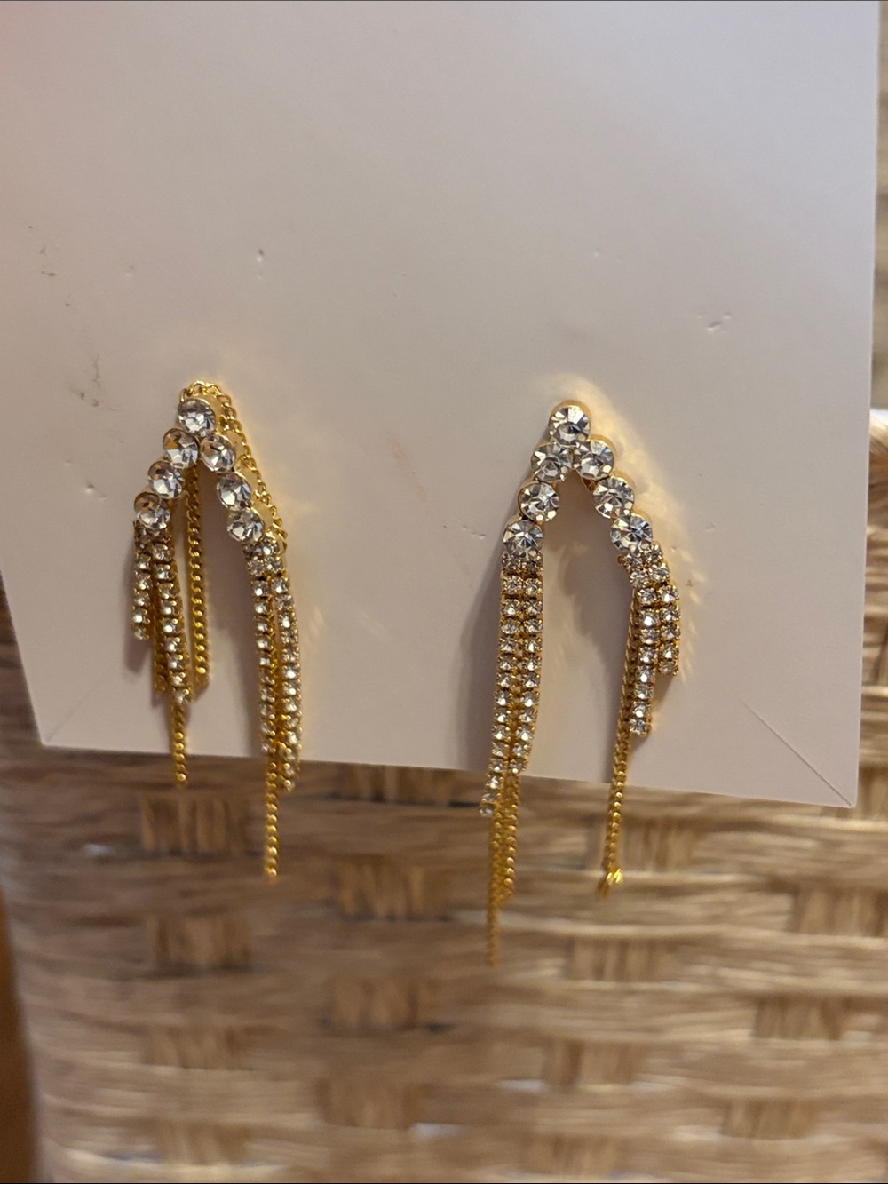 Gold Crystal Fringe Drop Earrings